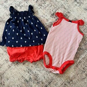 Carter's Navy and Red Baby Girl Matching Set